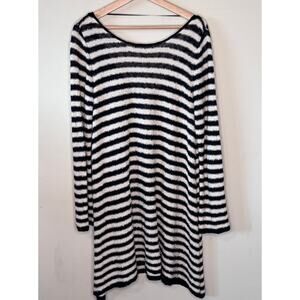 Free People Black White Striped Knit Sweater Dress Size: Medium